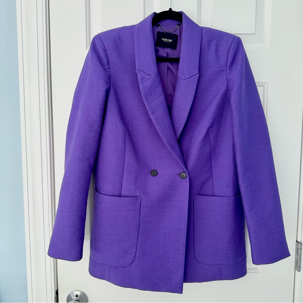 Rachel Comey Violet Purple Amboy Blazer Double Breasted Boxy Straight Jacquard 4